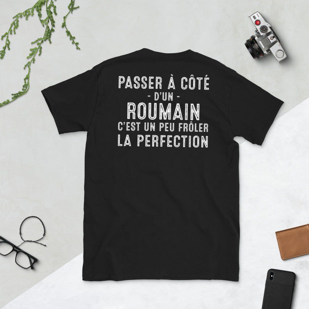 T-shirt Roumain bleu marine - Frôler la perfection avec humour