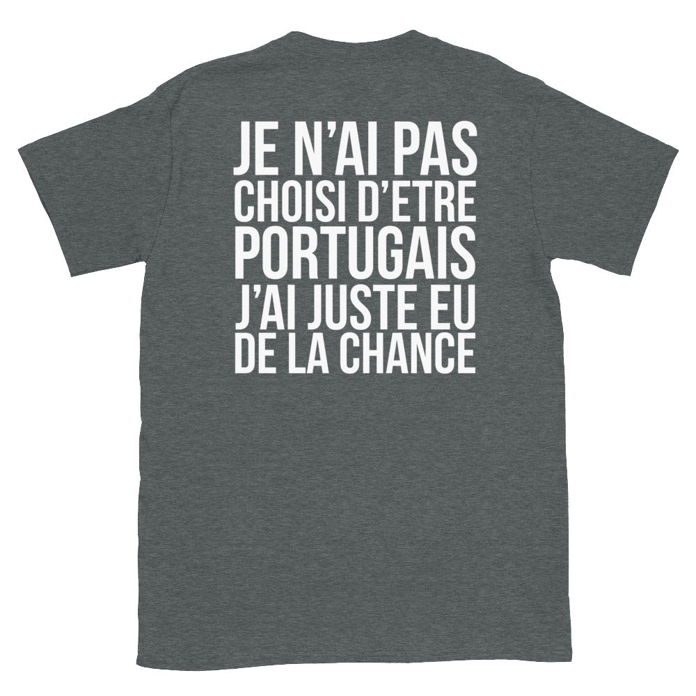 T-shirt Portugal gris sport dos - Je n'ai pas choisi d'être portugais