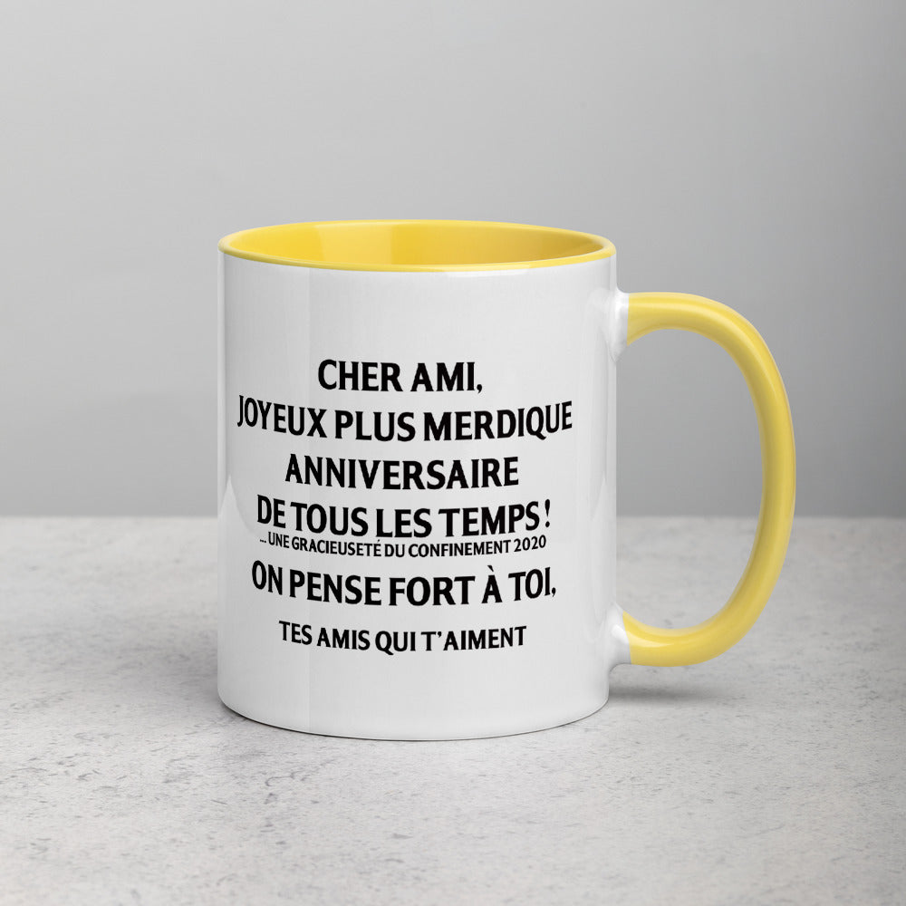 Mug confinement 2020 bleu dos - Joyeux anniversaire décalé