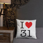 I love 31 Haute Garonne Toulouse NY style - Coussin décoratif - Ici & Là - T-shirts & Souvenirs de chez toi