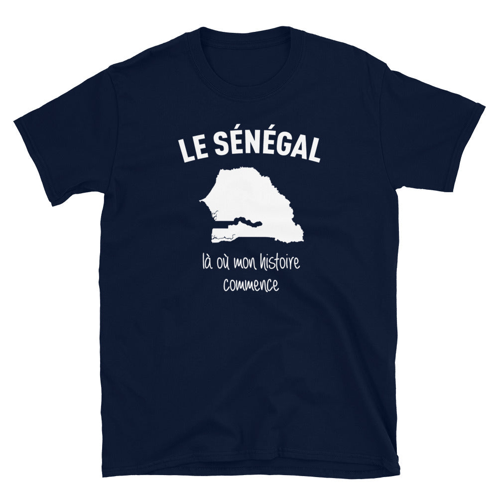T-shirt Sénégal gris foncé chiné - Mon histoire commence avec fierté
