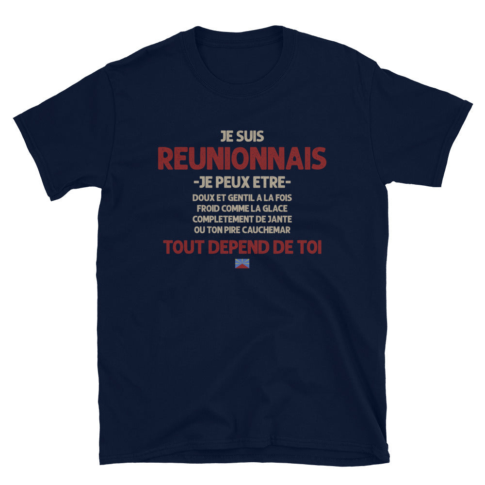 T-shirt Réunionnais gris foncé - Ça dépend de toi avec humour