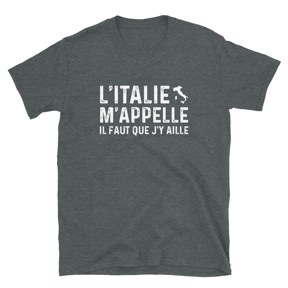 T-shirt Italie gris foncé - L'Italie m'appelle, humour et nostalgie
