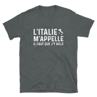 Thumbnail for T-shirt Italie gris foncé - L'Italie m'appelle, humour et nostalgie