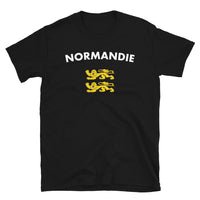 Thumbnail for T-shirt Normandie noir - Deux lions léopardés humoristiques