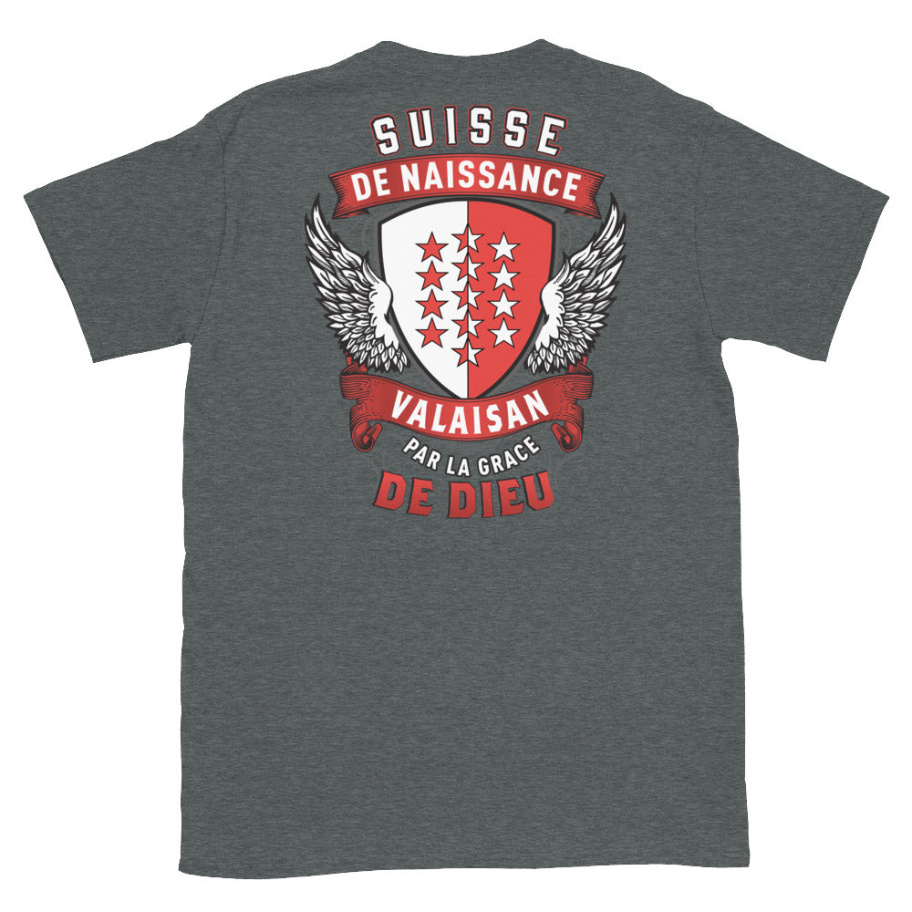 T-shirt Valais gris foncé - Français, Belge, Suisse, Canadien