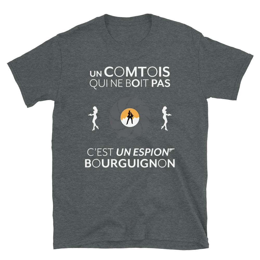 T-shirt Franc-Comté gris foncé - Le Franc-comtois qui ne boit pas c'est un espion