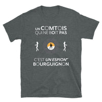Thumbnail for T-shirt Franc-Comté gris foncé - Le Franc-comtois qui ne boit pas c'est un espion