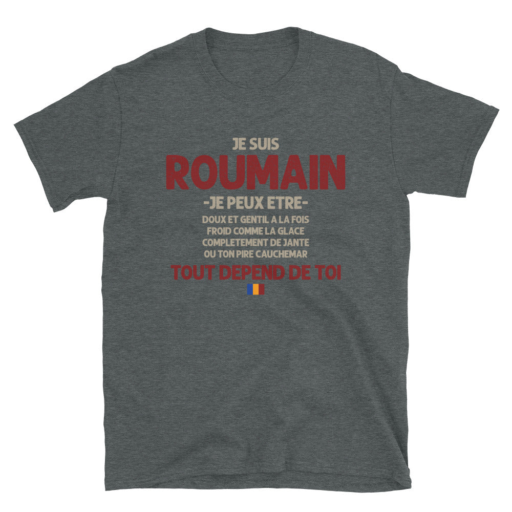 T-shirt Roumain noir - Ça dépend de toi