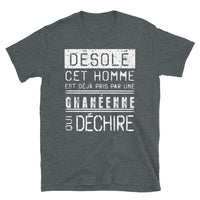 Thumbnail for T-shirt Ghana gris foncé - Désolé ce mec est pris par une fille