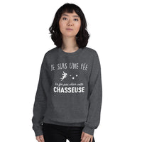 Thumbnail for Sweatshirt Fée Chasseuse noir dos - design humoristique et chaleureux