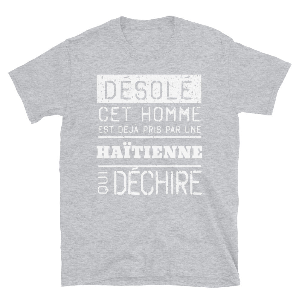 T-shirt Haïtien bleu marine dos - Désolé ce mec est pris par une fille