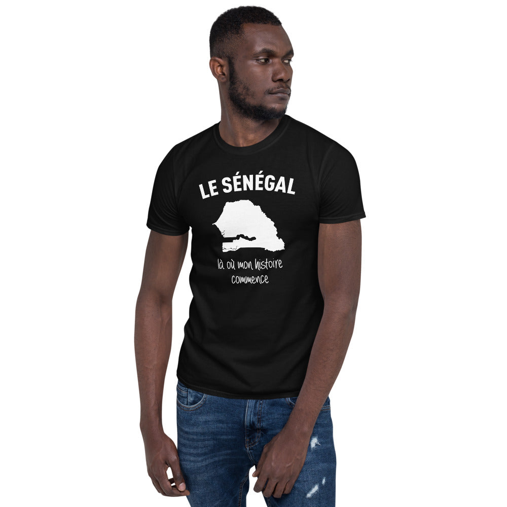T-shirt Sénégal noir dos - Mon histoire commence avec fierté