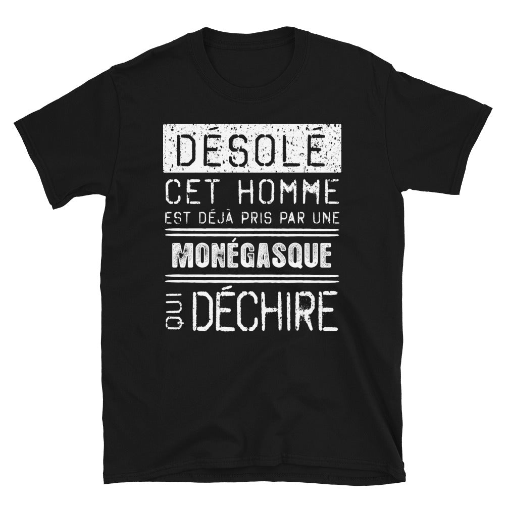 T-shirt Monaco noir - Désolé ce mec est pris par une fille qui déchire