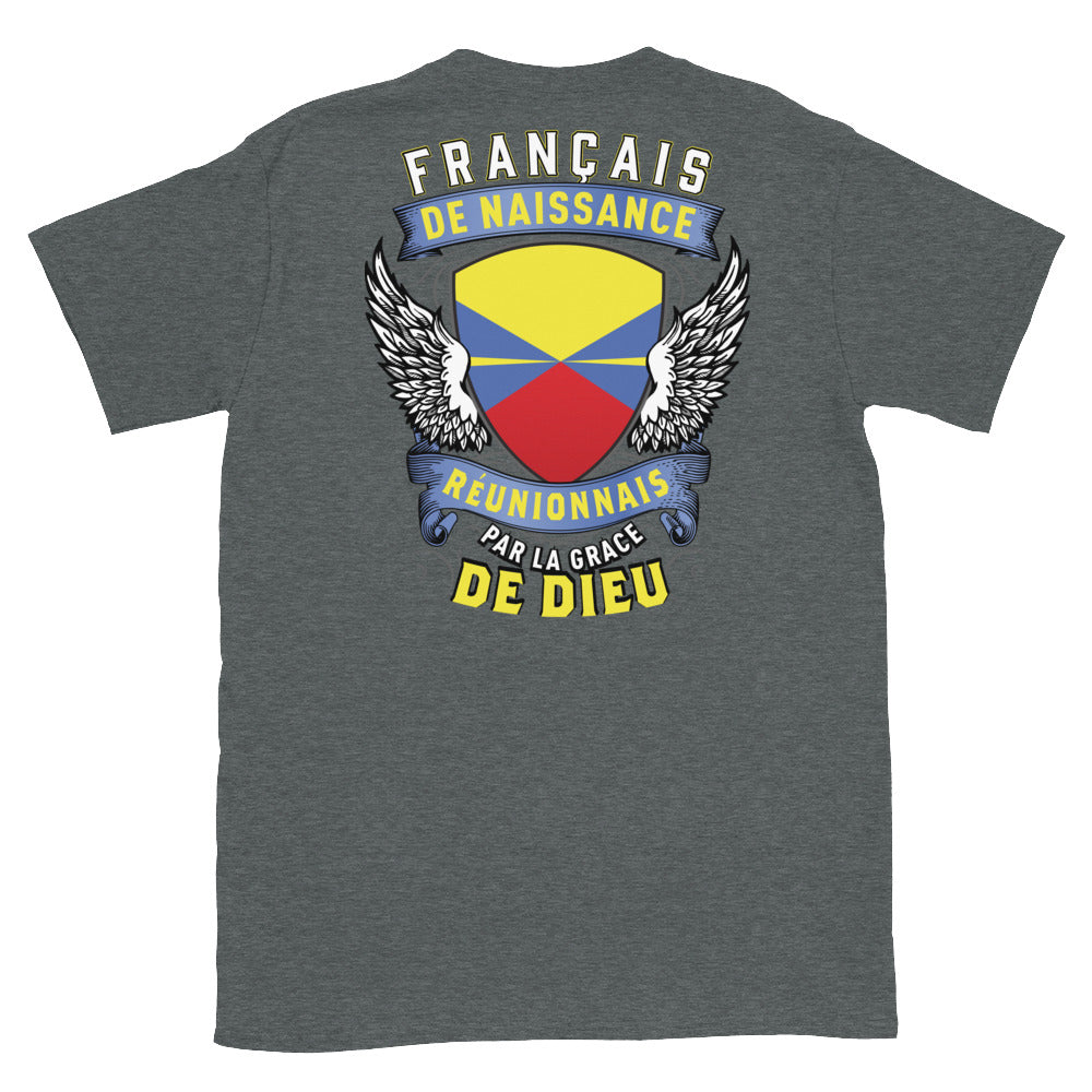T-shirt Réunion gris foncé - texte humoristique sur les origines
