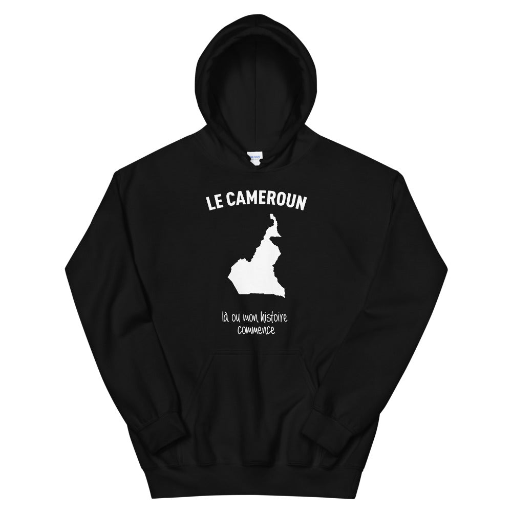 Sweatshirt Cameroun noir face - Mon histoire commence ici