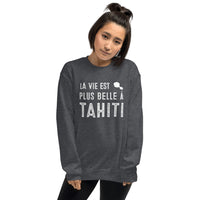 Thumbnail for Sweatshirt Tahiti noir dos - La vie est plus belle à Tahiti
