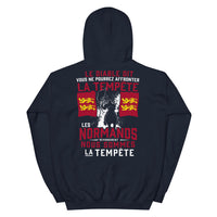 Thumbnail for Sweatshirt Normand bleu marine dos - Tempête Diable avec humour