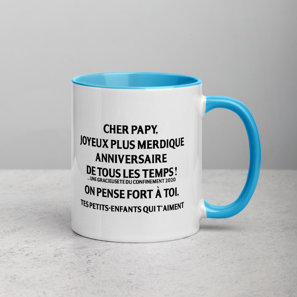 Mug anniversaire grand-père rouge - Papy Joyeux et humour