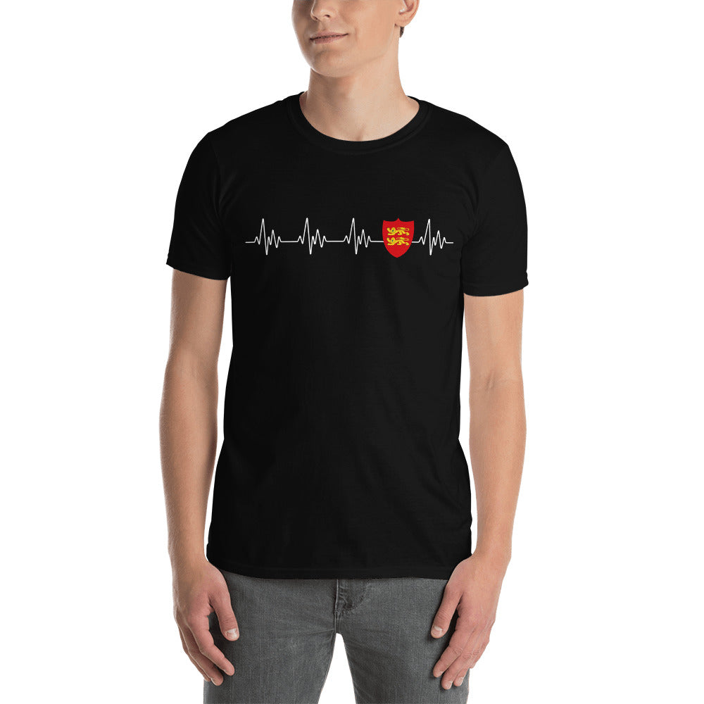 T-shirt Normandie bleu marine - Blason et battement de cœur