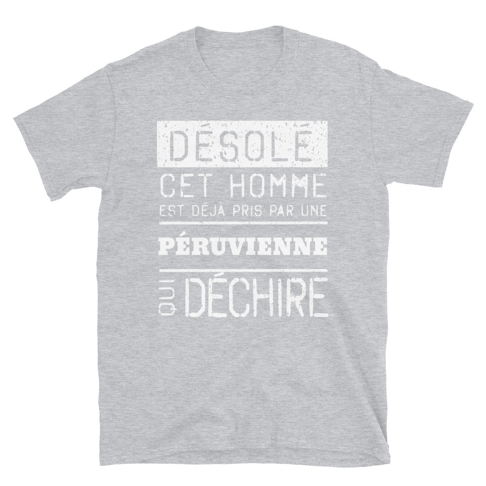 T-shirt Peruvienne bleu marine dos - Désolé ce mec est pris par une fille