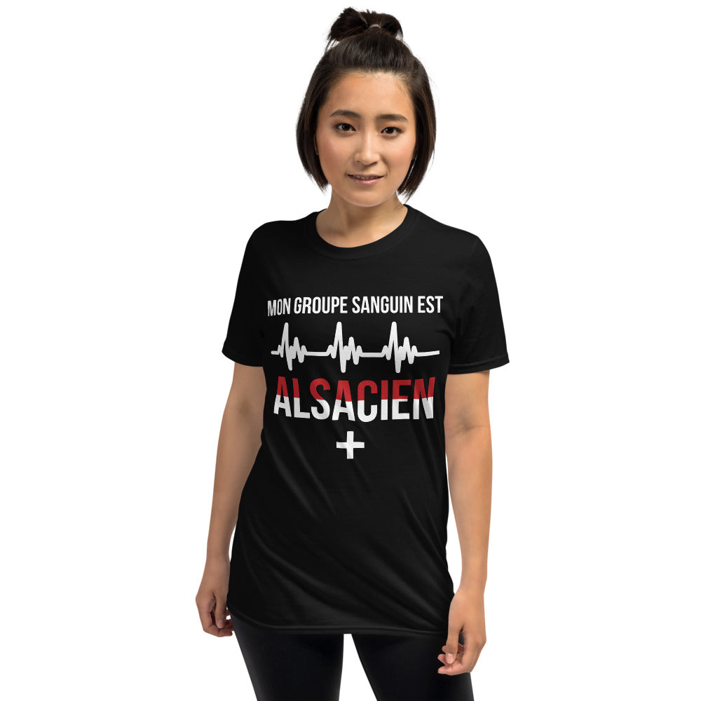 T-shirt Alsacien marine - Groupe sanguin humoristique