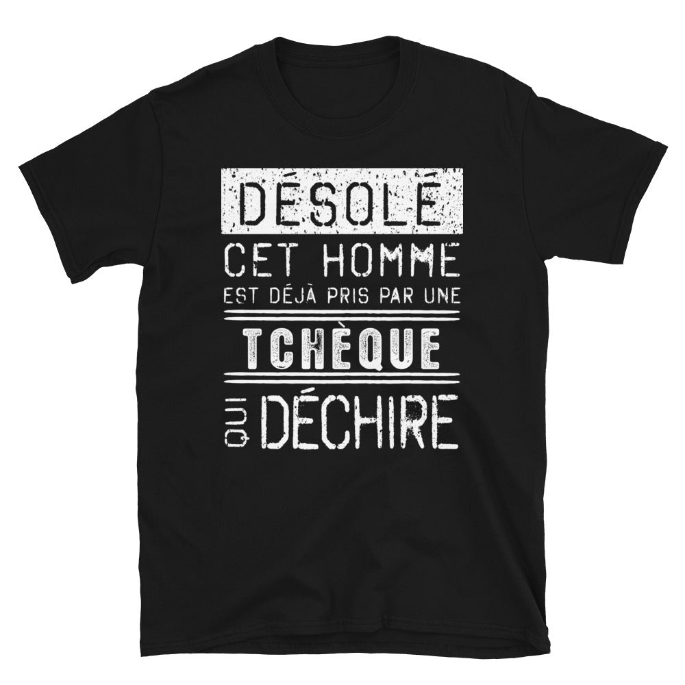 T-shirt Tchèque noir - Désolé ce mec est pris par une fille