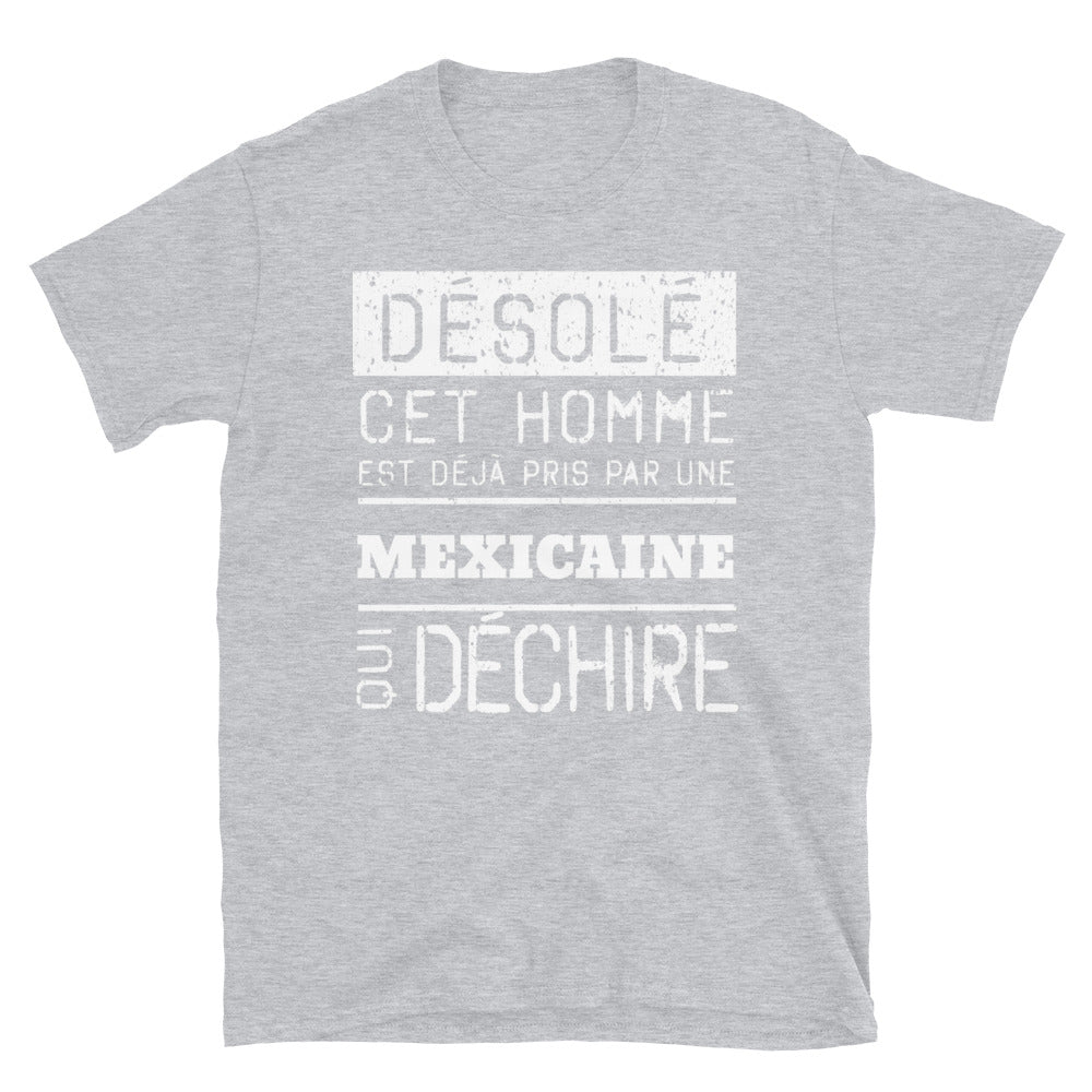 T-shirt Mexicaine bleu marine dos - Désolé ce mec est pris
