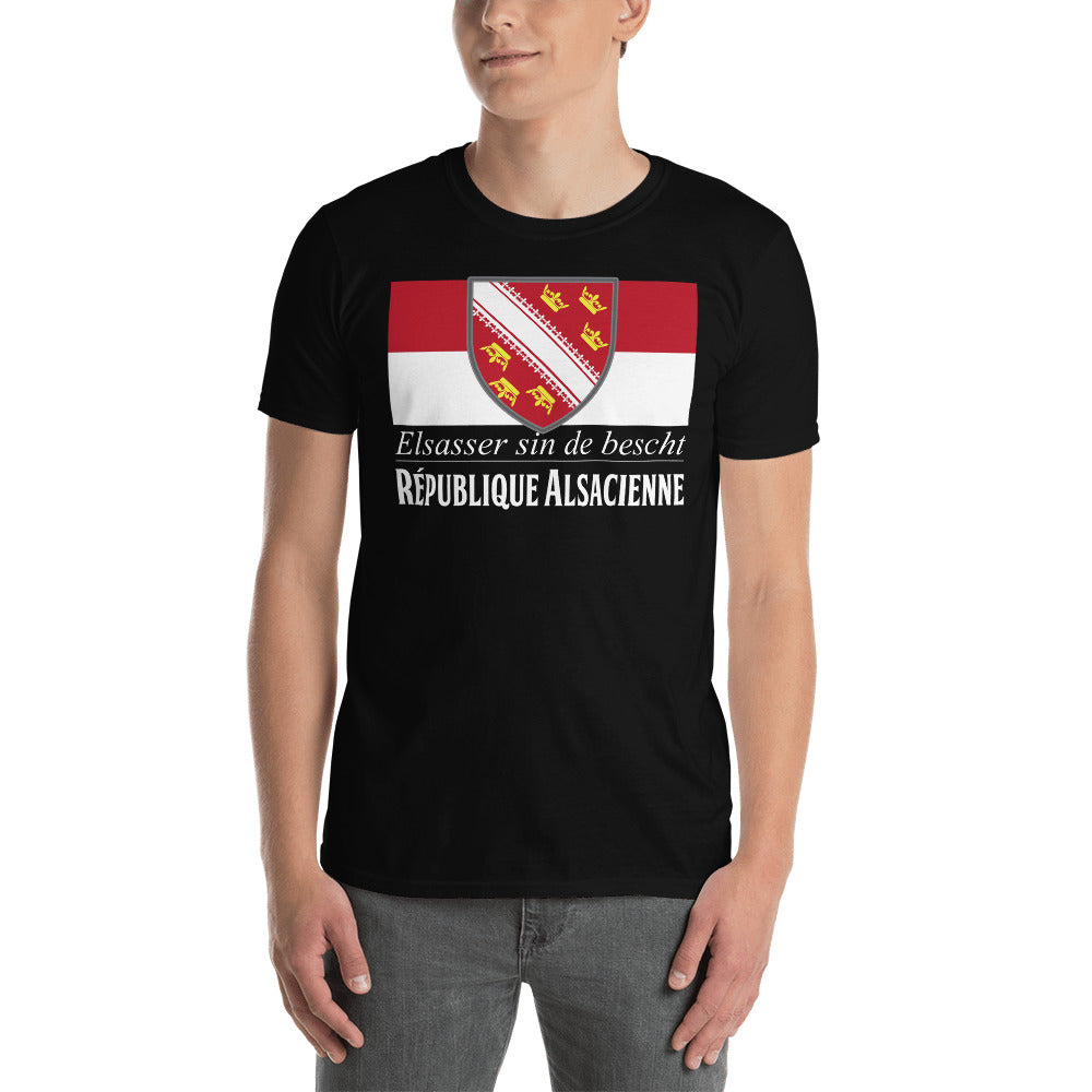 T-shirt Alsace bleu marine - République Alsacienne Elsasser sin de bescht