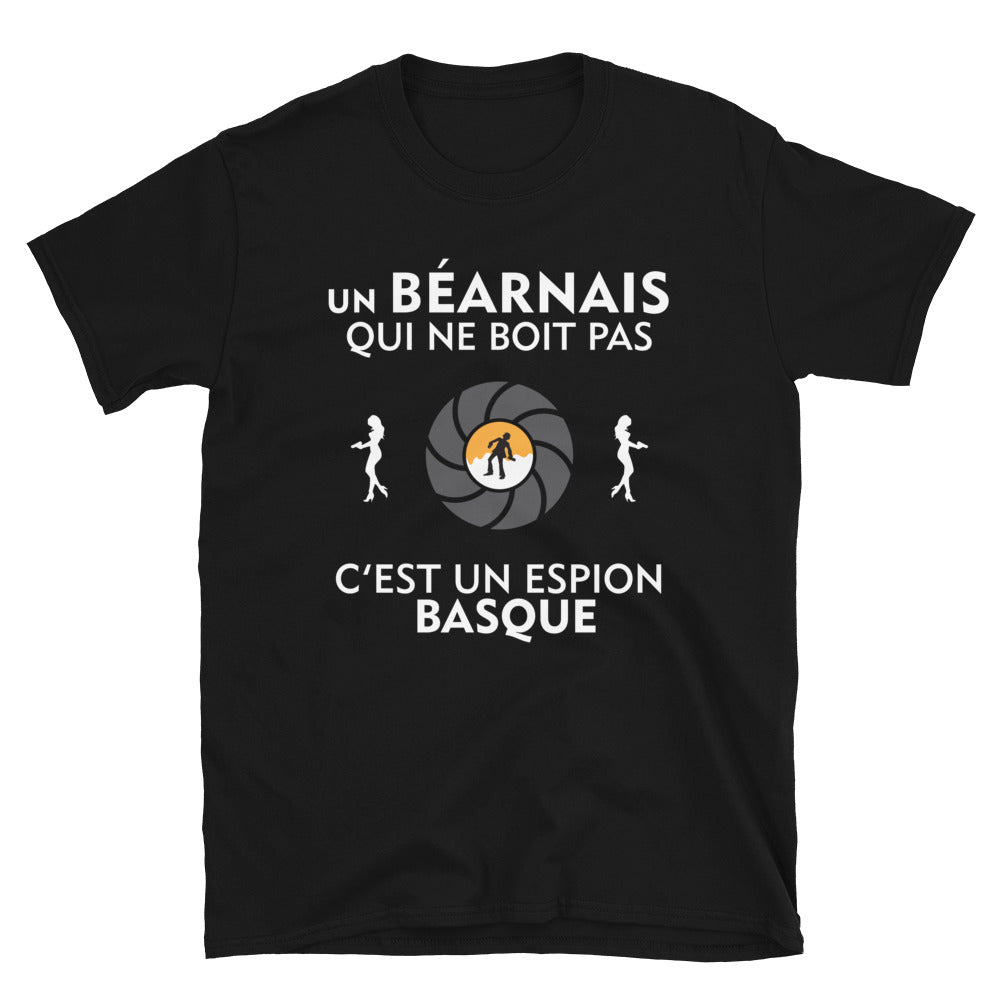 T-shirt Béarn noir - Le gars qui ne boit pas c'est un espion