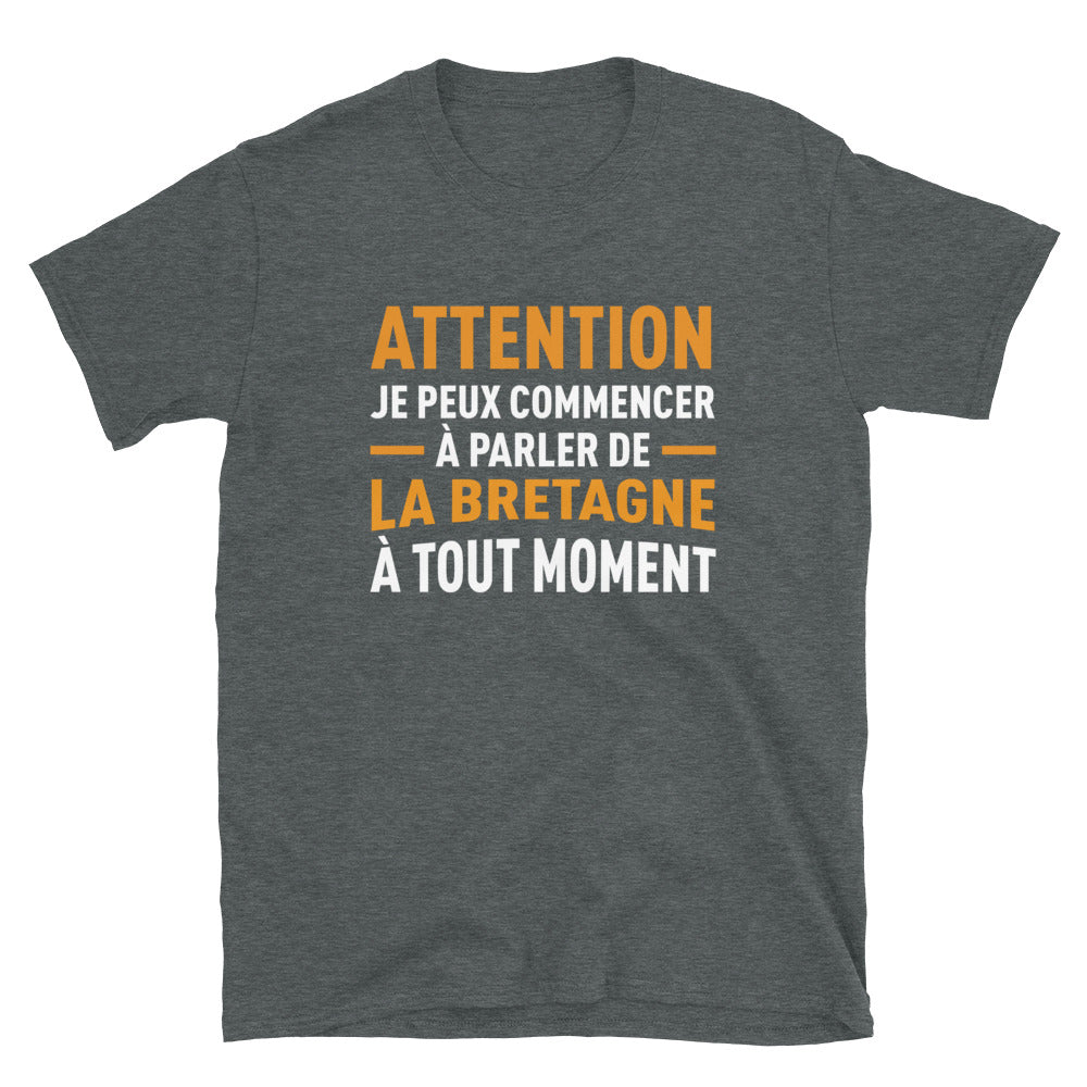 T-shirt Bretagne gris foncé chiné dos - Je peux parler de la Bretagne à tout moment