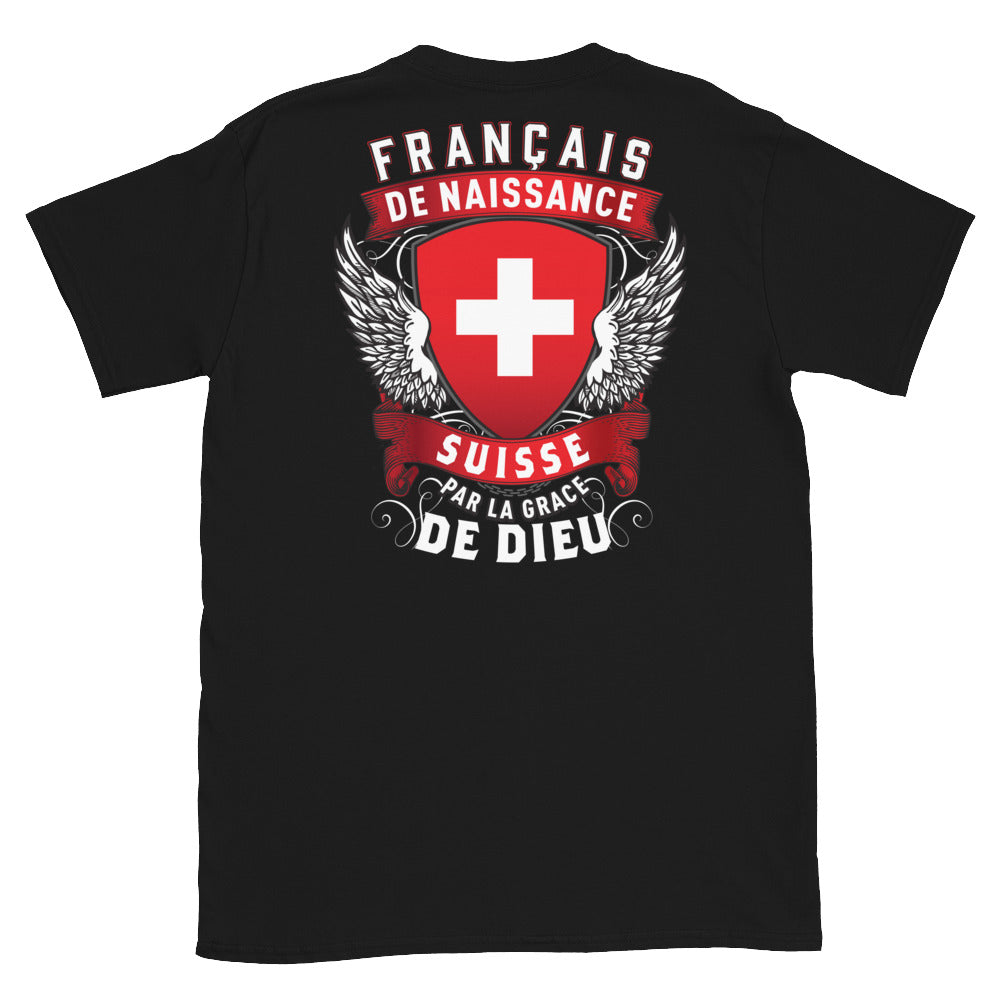 T-shirt Suisse noir - Français, Belge, Suisse, Canadien de naissance