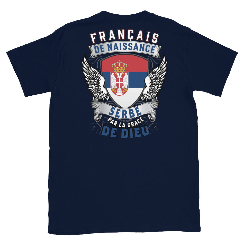 T-shirt Serbe bleu marine - Fierté et humour en coton doux