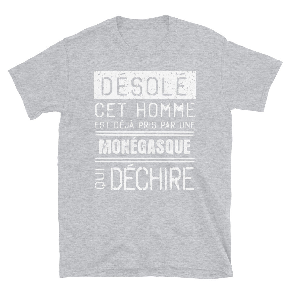 T-shirt Monaco gris sport - Désolé ce mec est pris par une fille qui déchire