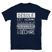 Thumbnail for T-shirt Fribourgeoise bleu marine - Désolé ce mec est pris