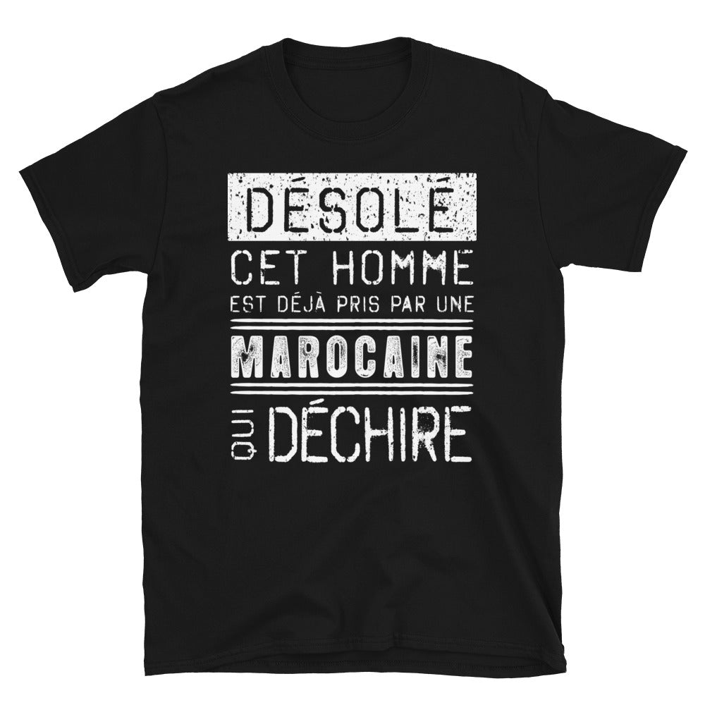 T-shirt Maroc noir - Désolé ce mec est pris par une fille qui déchire