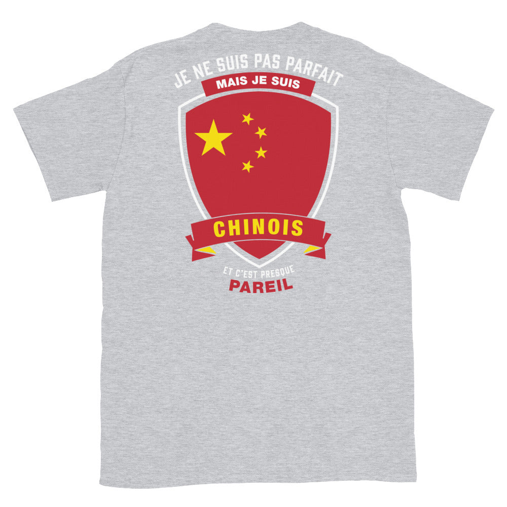 T-shirt Parfait Chinois gris sportif - Je ne suis pas parfait mais.