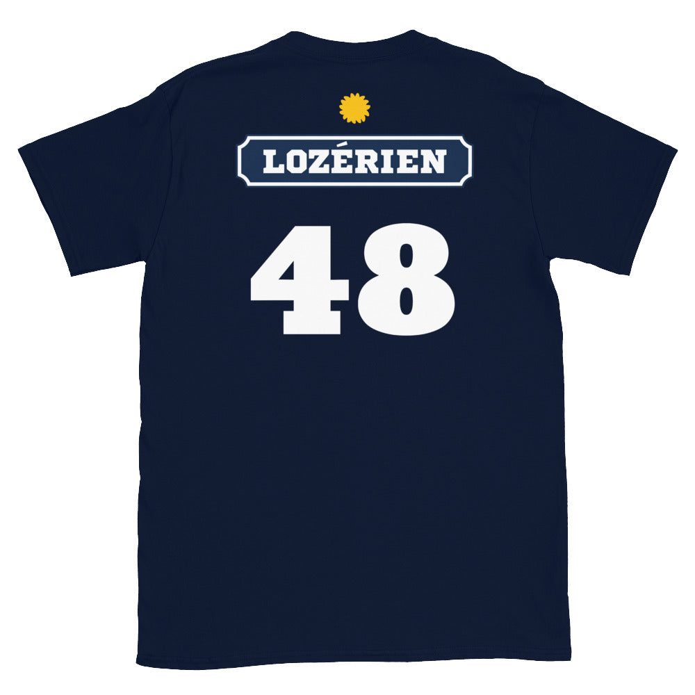 T-shirt Lozérien 48 Pastis noir - design humoristique sur le pastis