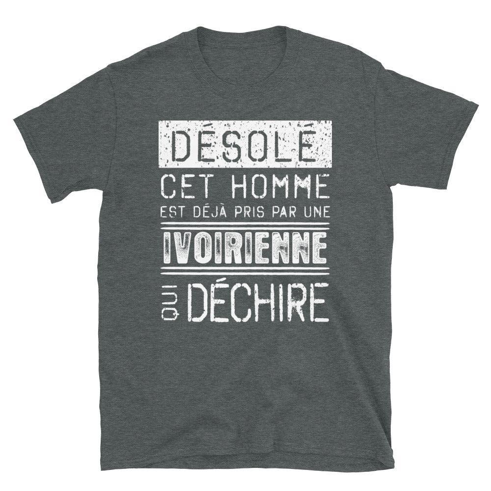 T-shirt Ivoirienne bleu marine - Désolé ce mec est pris par une fille