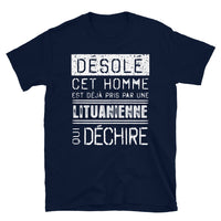 Thumbnail for T-shirt Lituanien noir dos - Désolé, il est pris par une fille
