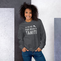 Thumbnail for Sweatshirt Tahiti gris foncé - La vie est plus belle à Tahiti