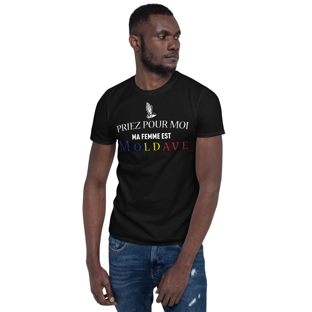 T-shirt Moldavie gris foncé - Priez pour moi ma femme est Moldave