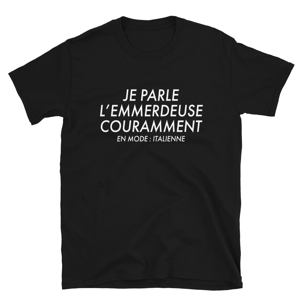 T-shirt Italie noir - Je parle l'emmerdeuse en mode Italienne