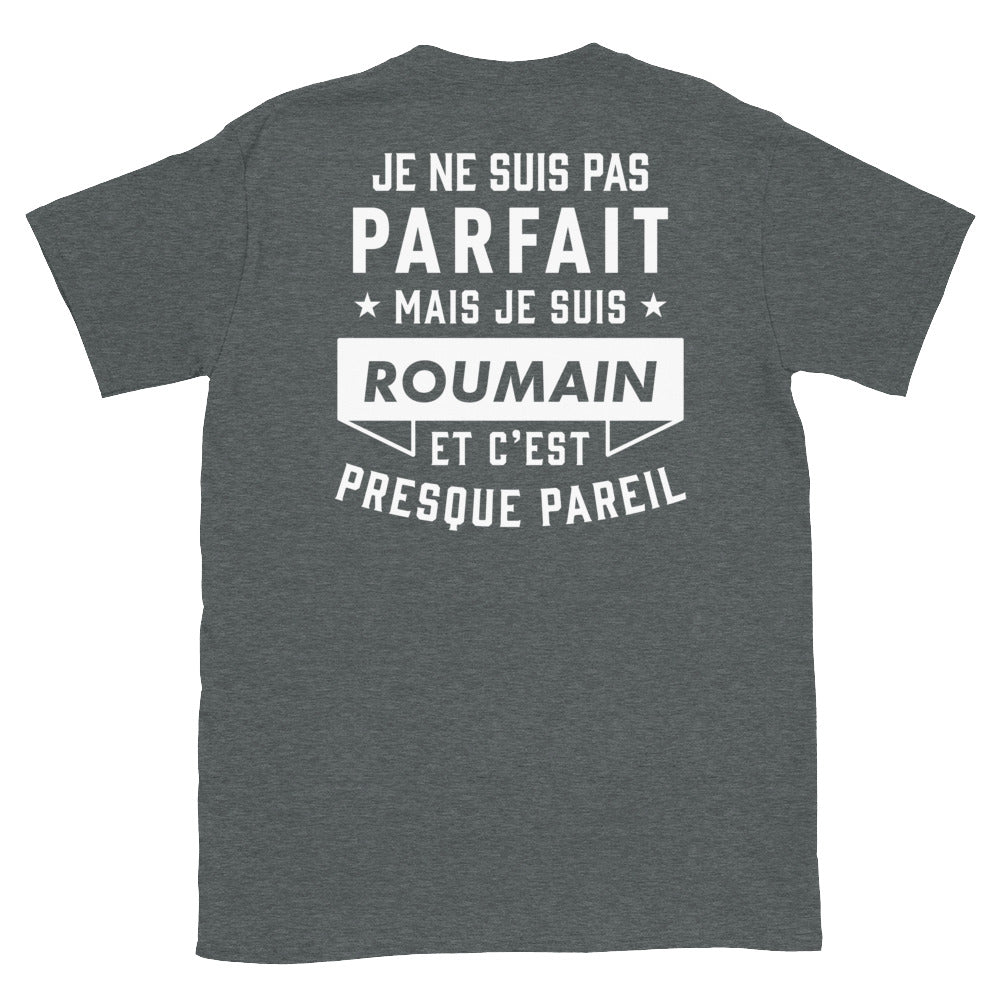 T-shirt Roumain bleu marine - Je ne suis pas parfait mais.