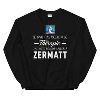 Thumbnail for Sweatshirt Zermatt noir - Pas besoin de thérapie, juste le Cervin