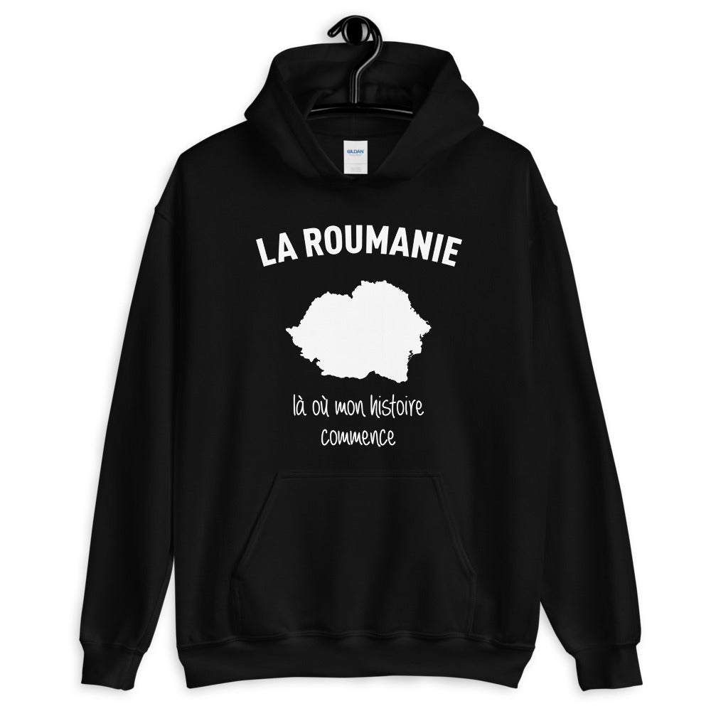Sweatshirt Roumanie noir - Mon histoire commence avec fierté