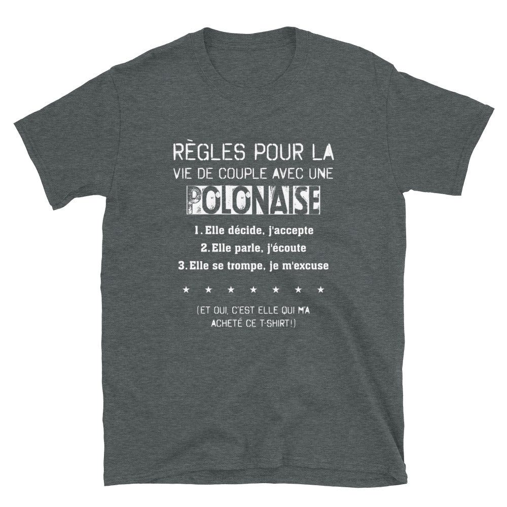 T-shirt Polonais gris foncé dos - Vivre avec une polonaise