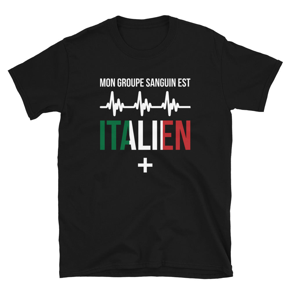 T-shirt Italie marine dos - Mon groupe sanguin : Italien plus