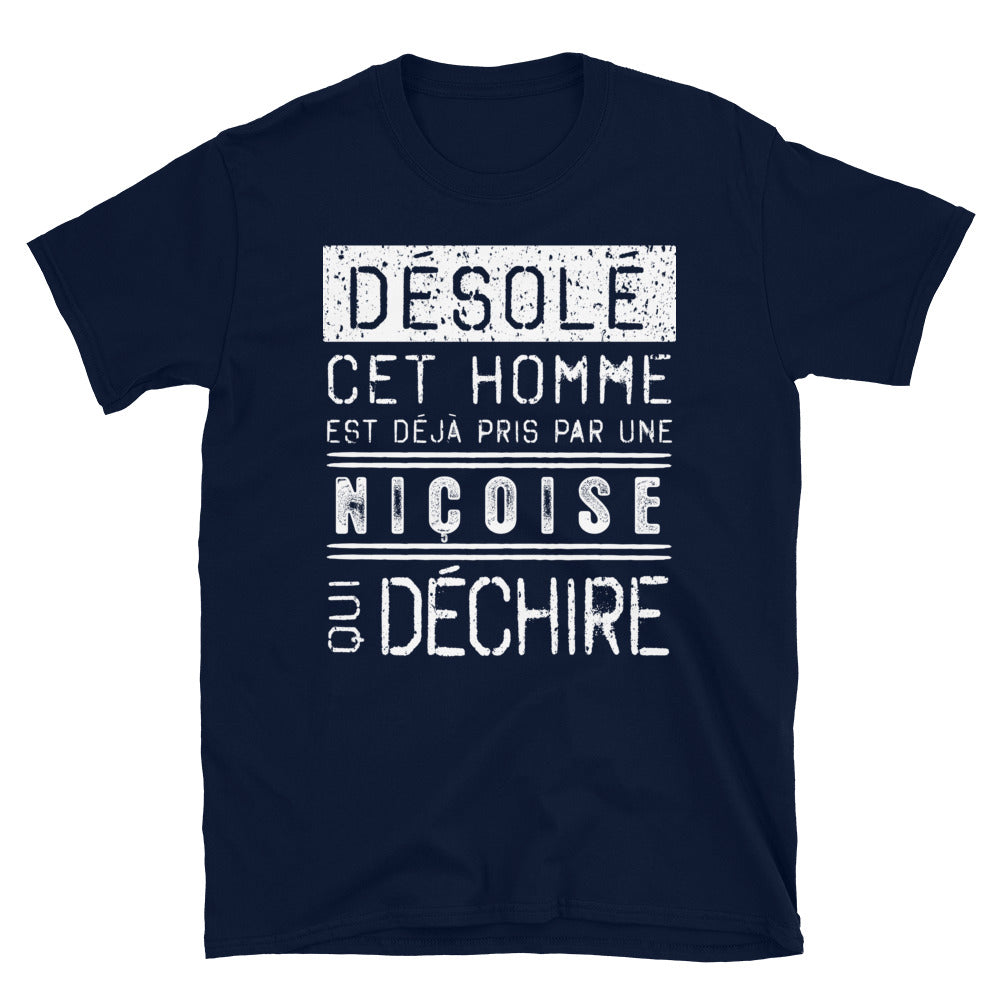 T-shirt Nice noir dos - Désolé ce mec est pris par une fille qui déchire