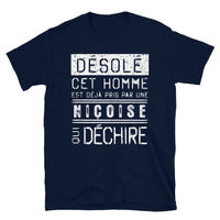 Thumbnail for T-shirt Nice noir dos - Désolé ce mec est pris par une fille qui déchire
